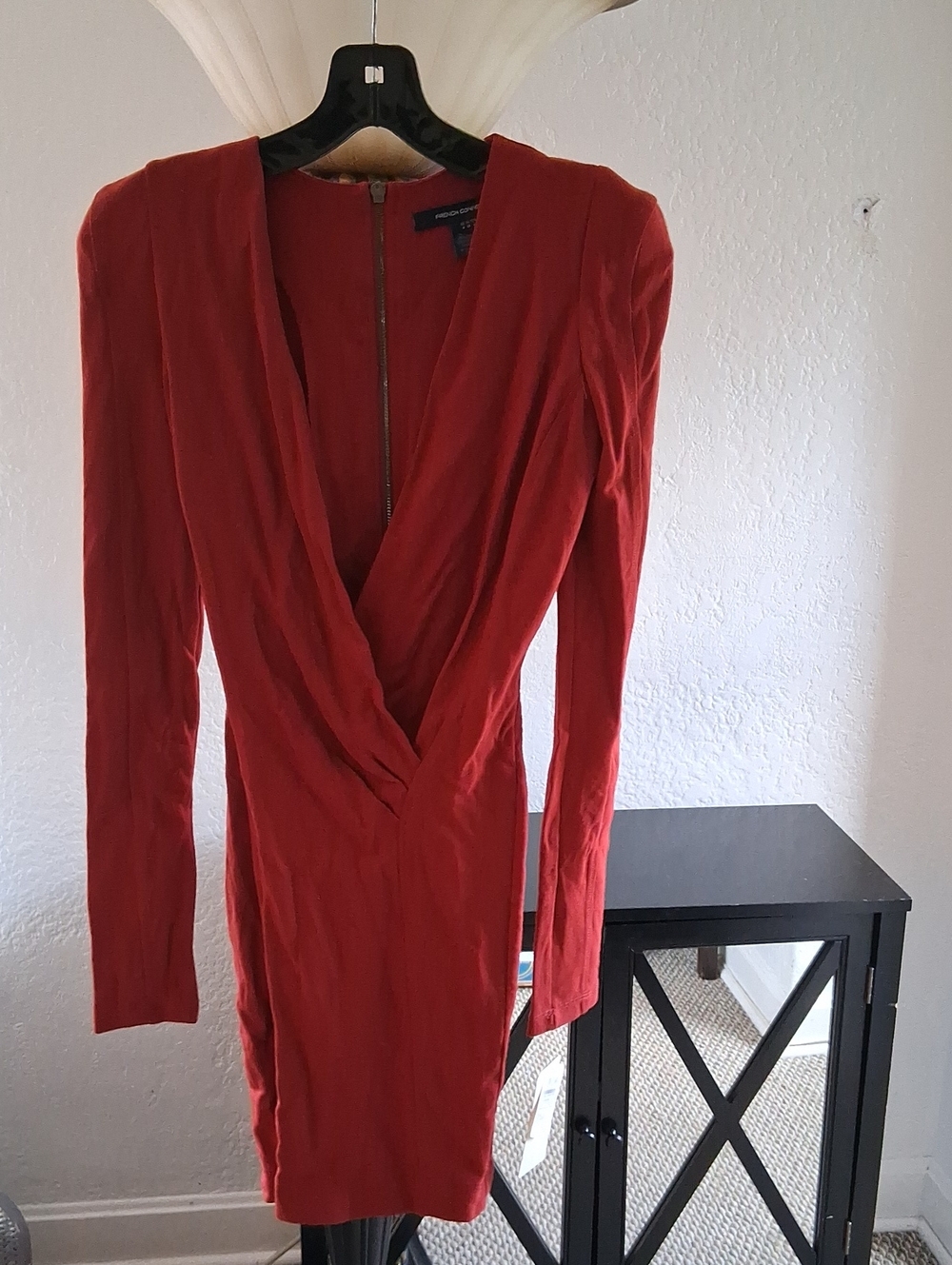 French Connection Red Long-Sleeve Surplice Dress